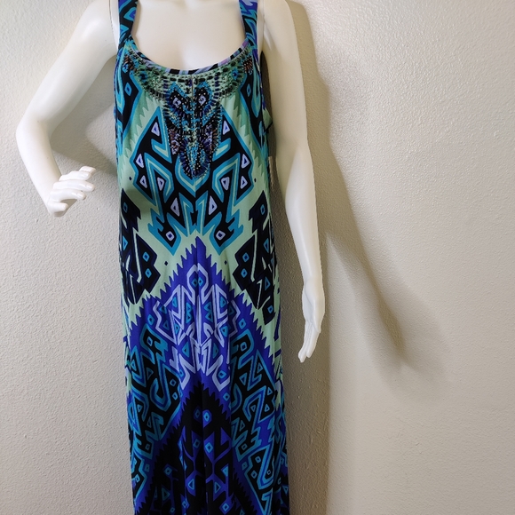 New Donna Morgan long peacock dress - Picture 1 of 8